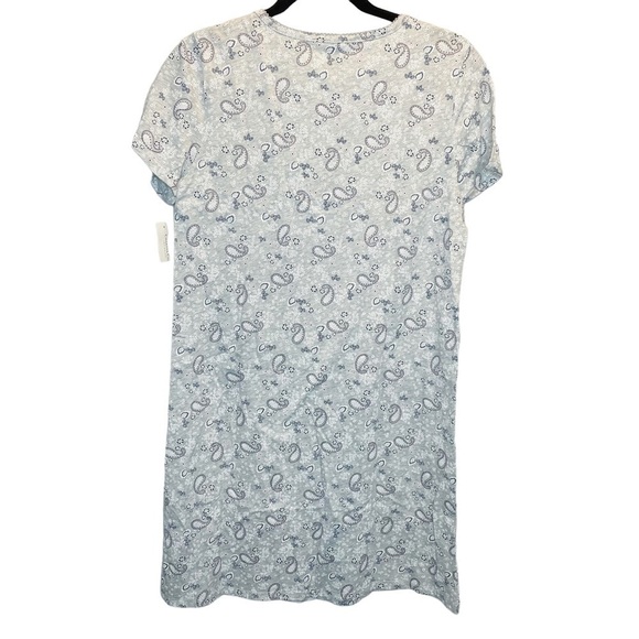 Charter Club Macy's Short Sleeve Cotton Essentials Chemise Grey Paisley S New - Picture 6 of 7